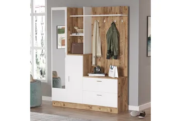 Hialeh Gangmøbelsett 37x140 cm - Natur/Hvit - Møbler - Gangmøbler - Møbelsett til gang & entre