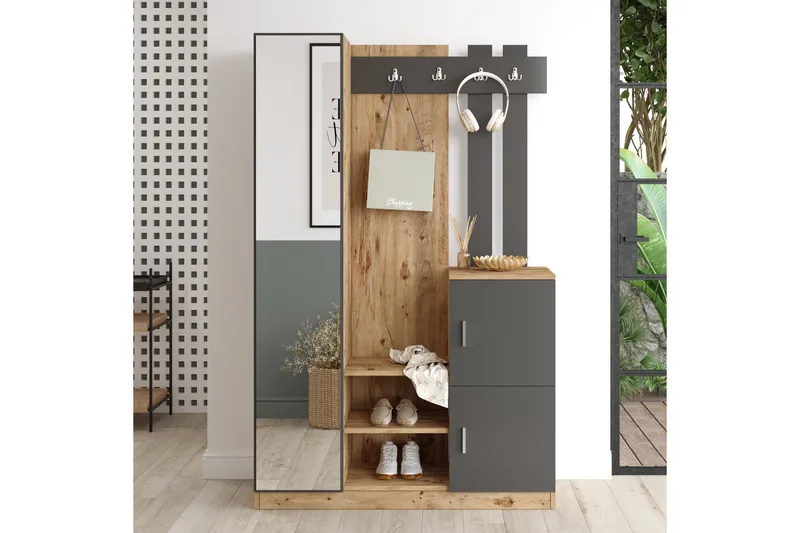 Hialeh Gangmøbelsett 38x114 cm - Natur/Antrasitt - Møbler - Gangmøbler - Møbelsett til gang & entre