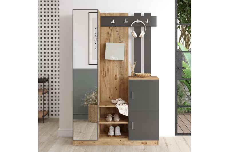 Hialeh Gangmøbelsett 38x114 cm - Natur/Antrasitt - Møbler - Gangmøbler - Møbelsett til gang & entre