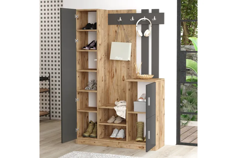 Hialeh Gangmøbelsett 38x114 cm - Natur/Antrasitt - Møbler - Gangmøbler - Møbelsett til gang & entre