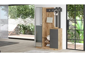 Hialeh Gangmøbelsett 38x114 cm - Natur/Antrasitt - Møbler - Gangmøbler - Møbelsett til gang & entre