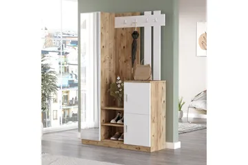 Hialeh Gangmøbelsett 38x114 cm - Natur/Hvit - Møbler - Gangmøbler - Møbelsett til gang & entre