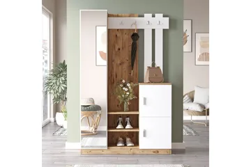 Hialeh Gangmøbelsett 38x114 cm - Natur/Hvit - Møbler - Gangmøbler - Møbelsett til gang & entre