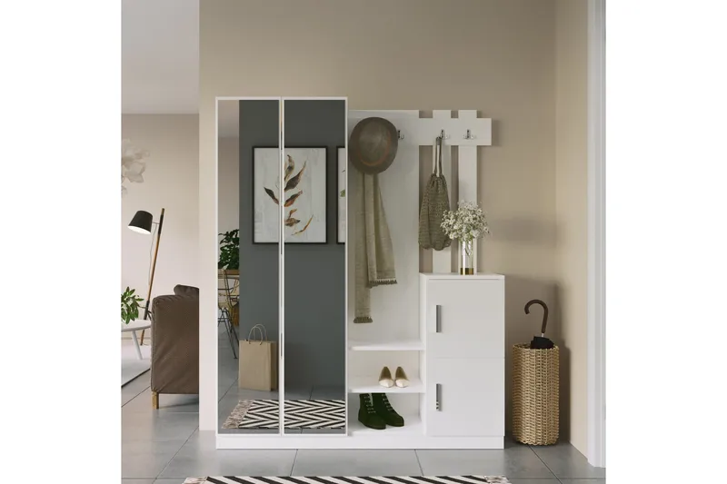 Hialeh Gangmøbelsett 38x147 cm - Hvit - Møbler - Gangmøbler - Møbelsett til gang & entre