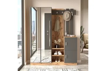 Hialeh Hallmöbelset 38x147 cm - Natur / Antrasitt - Møbler - Gangmøbler - Møbelsett til gang & entre