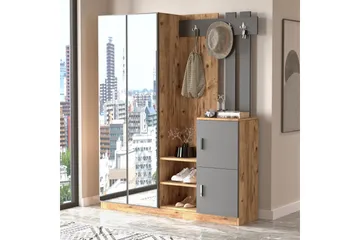 Hialeh Hallmöbelset 38x147 cm - Natur / Antrasitt - Møbler - Gangmøbler - Møbelsett til gang & entre