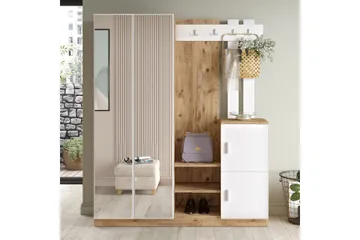 Hialeh Hallmöbelset 38x147 cm - Natur / Hvit - Møbler - Gangmøbler - Møbelsett til gang & entre