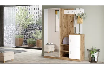 Hialeh Hallmöbelset 38x147 cm - Natur / Hvit - Møbler - Gangmøbler - Møbelsett til gang & entre