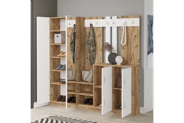 Hialeh Hallmöbelset 38x187 cm - Natur / Hvit - Møbler - Gangmøbler - Møbelsett til gang & entre