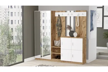 Hialeh Hallmöbelset 38x187 cm - Natur / Hvit - Møbler - Gangmøbler - Møbelsett til gang & entre