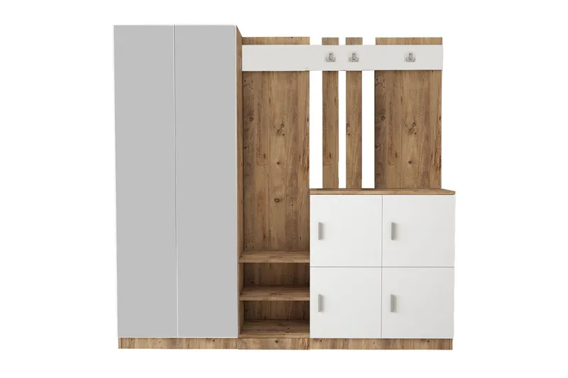 Hialeh Hallmöbelset 38x187 cm - Natur / Hvit - Møbler - Gangmøbler - Møbelsett til gang & entre