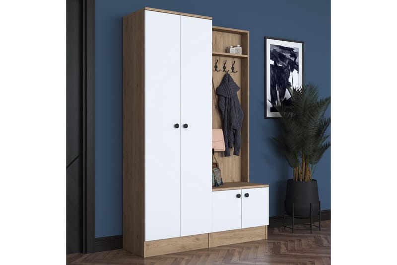 Hooda Gangmøbelsett Brun/Hvit - Hanah Home - Møbler - Gangmøbler - Møbelsett til gang & entre