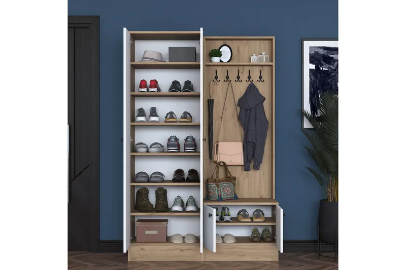 Hooda Gangmøbelsett Brun/Hvit - Hanah Home - Møbler - Gangmøbler - Møbelsett til gang & entre