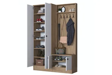 Hooda Gangmøbelsett Brun/Hvit - Hanah Home - Møbler - Gangmøbler - Møbelsett til gang & entre