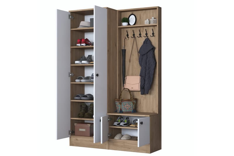 Hooda Gangmøbelsett Brun/Hvit - Hanah Home - Møbler - Gangmøbler - Møbelsett til gang & entre