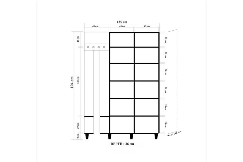 Klesoppbevaring Gillberga 135 cm - Flerfarget - Møbelsett til gang & entre