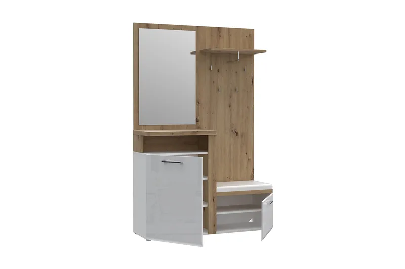 Nessebar Gangmøbelsett 44x129 cm - Hvit/Brun - Møbler - Gangmøbler - Møbelsett til gang & entre