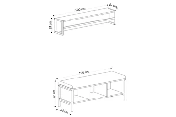 Redeby Hallmøbelsett - Brun - Møbler - Gangmøbler - Møbelsett til gang & entre