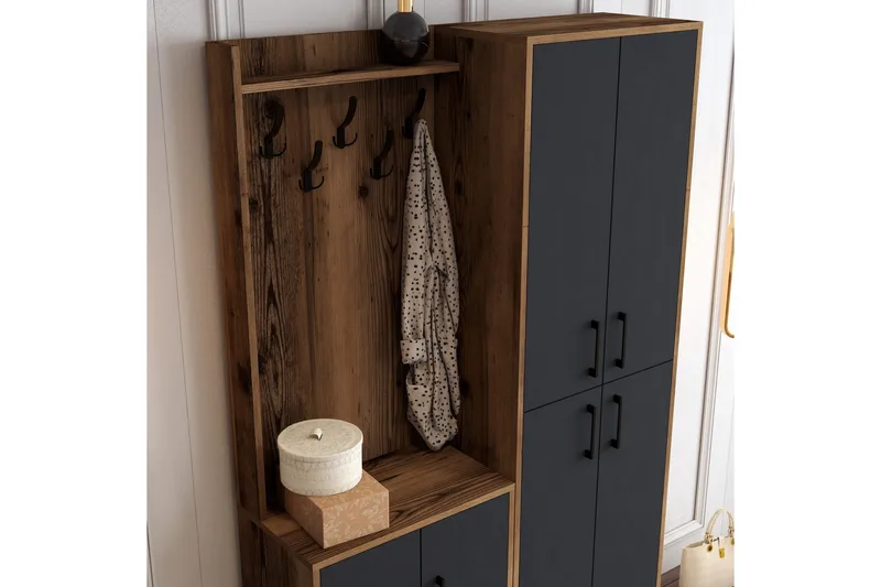 Retzow Gangmøbelsett 120 cm - Mørkebrun/Antrasitt - Møbler - Gangmøbler - Møbelsett til gang & entre