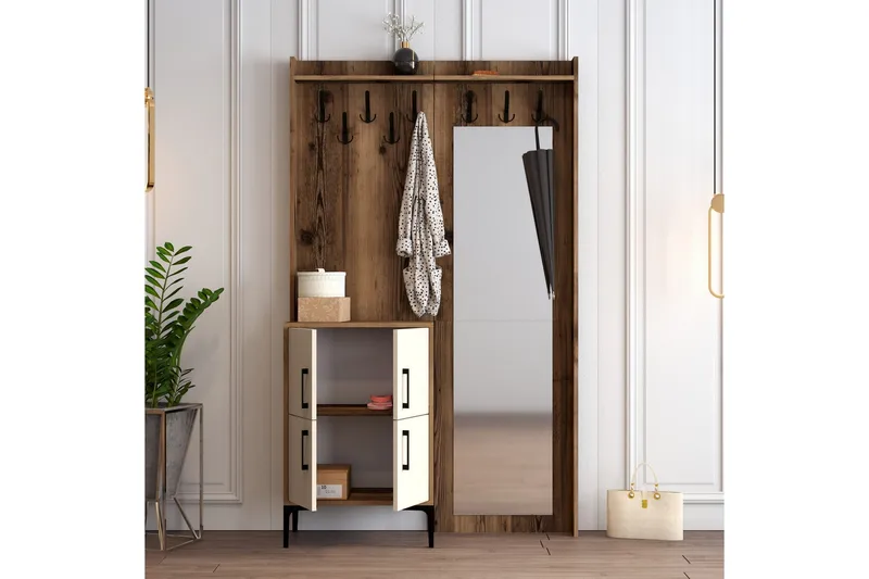 Retzow Gangmøbelsett 120 cm - Mørkebrun/Beige - Møbler - Gangmøbler - Møbelsett til gang & entre