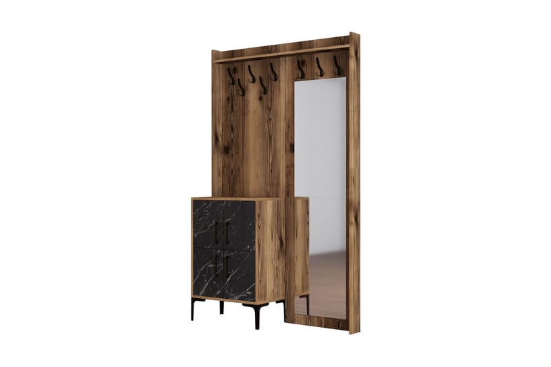 Retzow Gangmøbelsett 120 cm, Mørkebrun/Svart