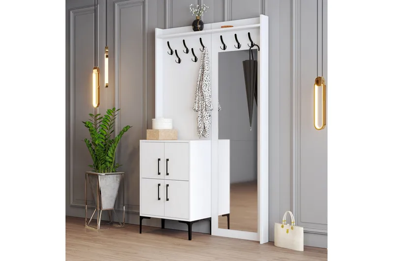 Retzow Hall møbelsett 35x120 cm med speil, Hvit