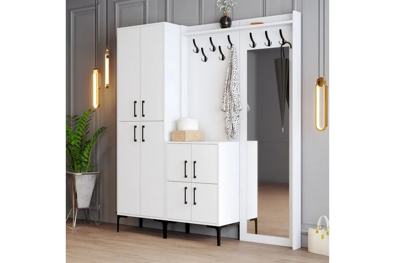 Retzow Hallmöbelset 35x180 cm - Hvit - Møbler - Gangmøbler - Møbelsett til gang & entre