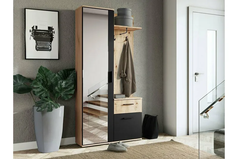 Rosehall Hallmöbelset 97x30 cm 195x Black - Møbler - Gangmøbler - Møbelsett til gang & entre