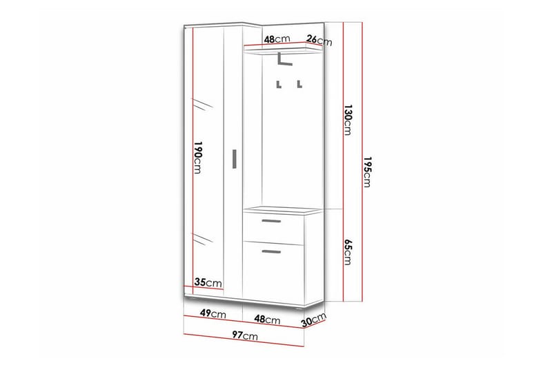 Rosehall møbelsett til entré 97x30 cm 195x - Møbler - Gangmøbler - Møbelsett til gang & entre