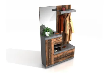 Samekia Garderobe 120 cm - Hvit/Grå - Møbler - Gangmøbler - Møbelsett til gang & entre