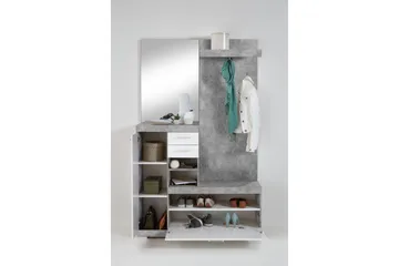 Samekia Garderobe 120 cm - Hvit/Grå - Møbler - Gangmøbler - Møbelsett til gang & entre