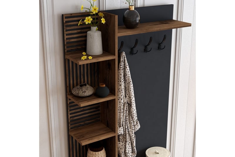 Schmida Gangmøbelsett 90 cm - Mørkebrun/Antrasitt - Møbler - Gangmøbler - Møbelsett til gang & entre