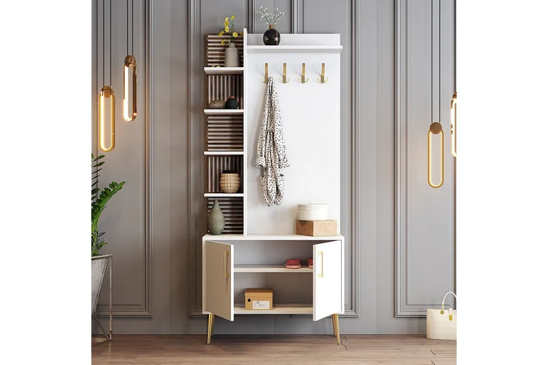 Schmida Gangmøbelsett - Gull/Hvit - Møbler - Gangmøbler - Møbelsett til gang & entre