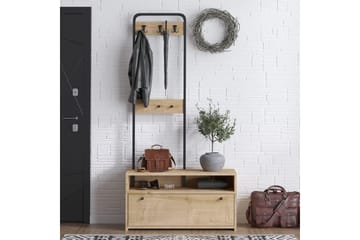 Orlis Entrémøbelsett - Valnøtt/Sort - Møbler - Gangmøbler - Møbelsett til gang & entre
