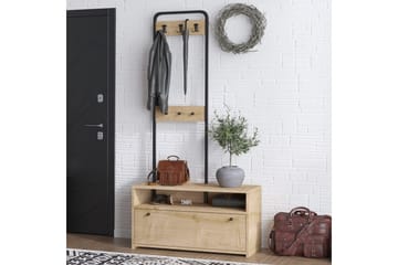 Orlis Entrémøbelsett - Valnøtt/Sort - Møbler - Gangmøbler - Møbelsett til gang & entre