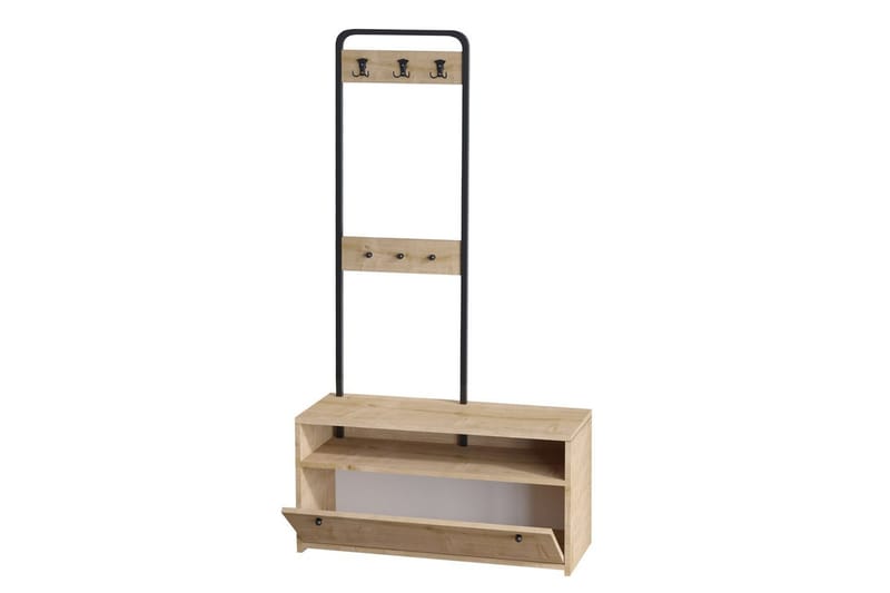 Orlis Entrémøbelsett - Valnøtt/Sort - Møbler - Gangmøbler - Møbelsett til gang & entre