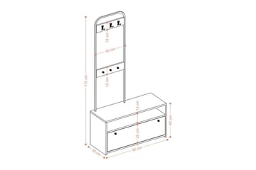 Orlis Entrémøbelsett - Valnøtt/Sort - Møbler - Gangmøbler - Møbelsett til gang & entre
