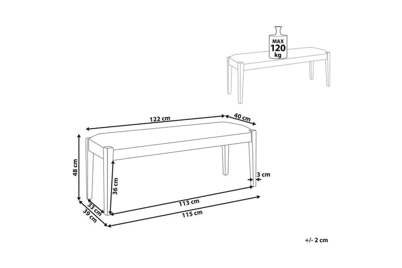 Polstret benk Elyria Grå/lyst tre - Grå/lyst tre - Møbler - Gangmøbler - Gangbenk