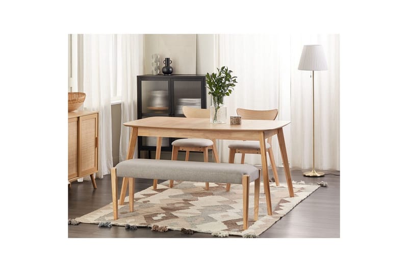 Polstret benk Elyria Grå/lyst tre - Grå/lyst tre - Møbler - Gangmøbler - Gangbenk