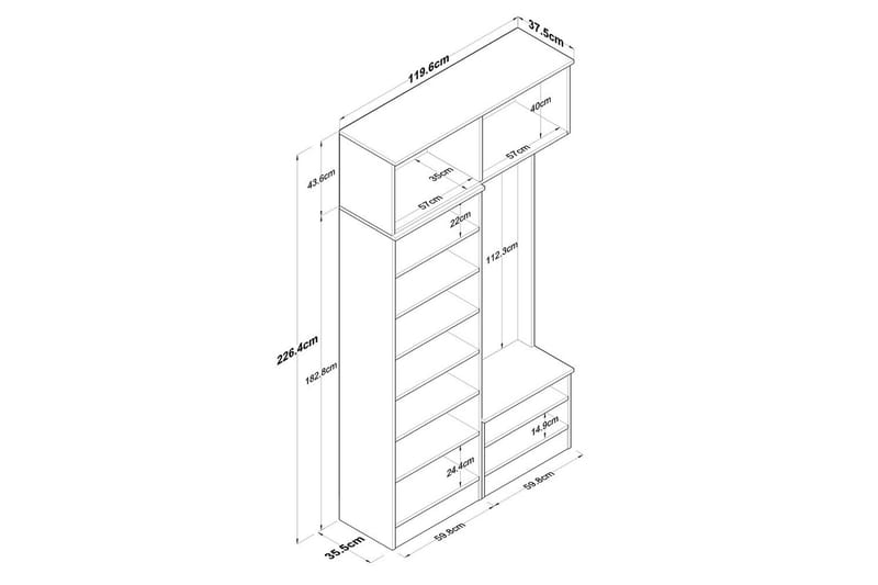 Quorra Entrémøbelsett - Hvit - Møbler - Gangmøbler - Møbelsett til gang & entre