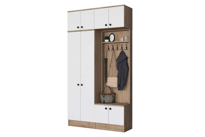 Quorra Entrémøbelsett - Valnøtt/Hvit - Møbler - Gangmøbler - Møbelsett til gang & entre