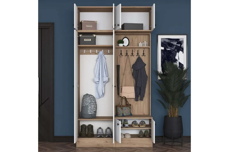 Quorra Entrémøbelsett - Valnøtt/Hvit - Møbler - Gangmøbler - Møbelsett til gang & entre