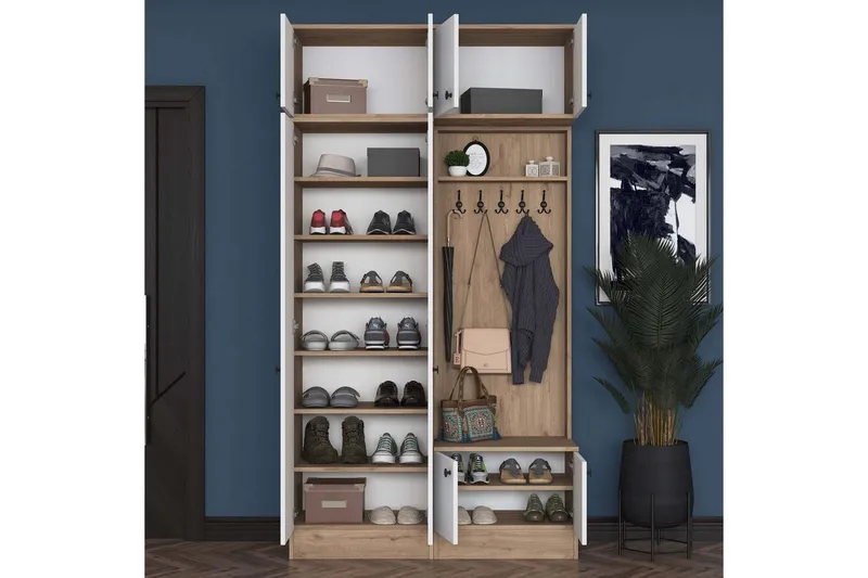 Quorra Entrémøbelsett - Valnøtt/Hvit - Møbler - Gangmøbler - Møbelsett til gang & entre