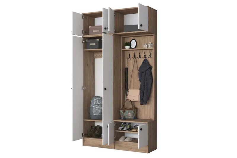 Quorra Entrémøbelsett - Valnøtt/Hvit - Møbler - Gangmøbler - Møbelsett til gang & entre