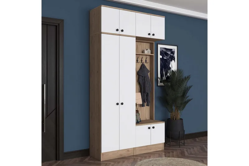 Quorra Entrémøbelsett - Valnøtt/Hvit - Møbler - Gangmøbler - Møbelsett til gang & entre