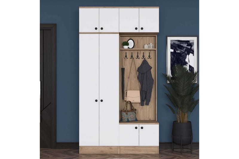 Quorra Entrémøbelsett - Valnøtt/Hvit - Møbler - Gangmøbler - Møbelsett til gang & entre
