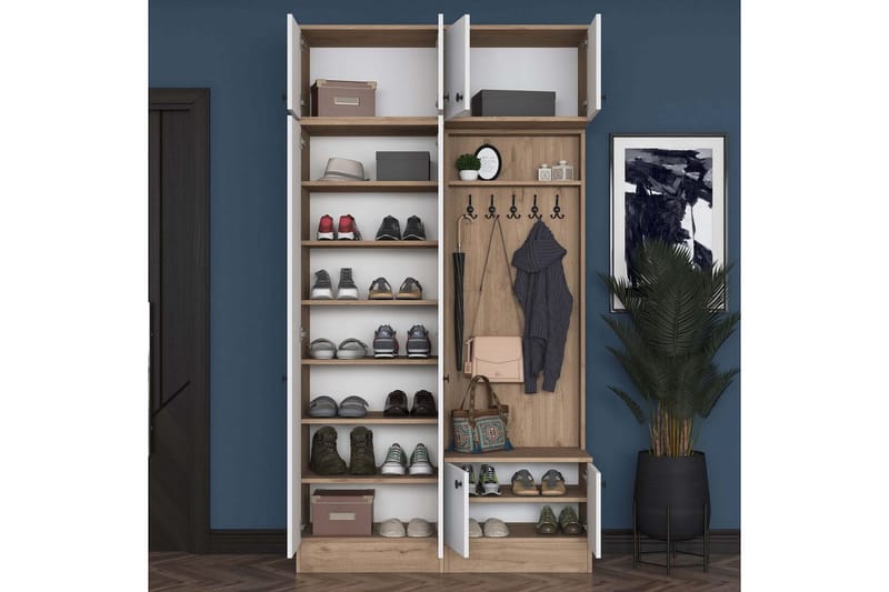 Quorra Entrémøbelsett - Valnøtt/Hvit - Møbler - Gangmøbler - Møbelsett til gang & entre