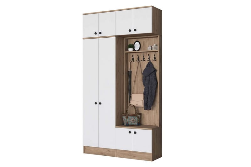 Quorra Entrémøbelsett - Valnøtt/Hvit - Møbler - Gangmøbler - Møbelsett til gang & entre