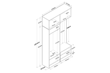 Quorra Entrémøbelsett - Valnøtt/Hvit - Møbler - Gangmøbler - Møbelsett til gang & entre
