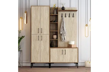 Schmida Gangmøbelsett - Valnøtt/Beige - Møbler - Gangmøbler - Møbelsett til gang & entre